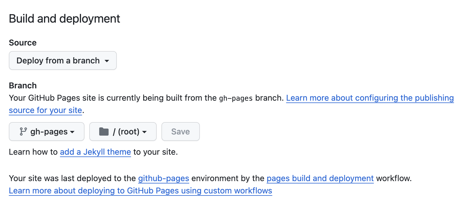 Github Pages Settings